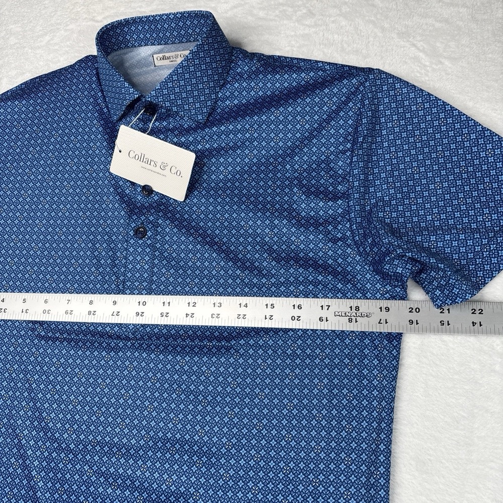 Collars and Co NWT Semi-Spread Collar Polo Lattice Blue - Size Small - Picture 4 of 7